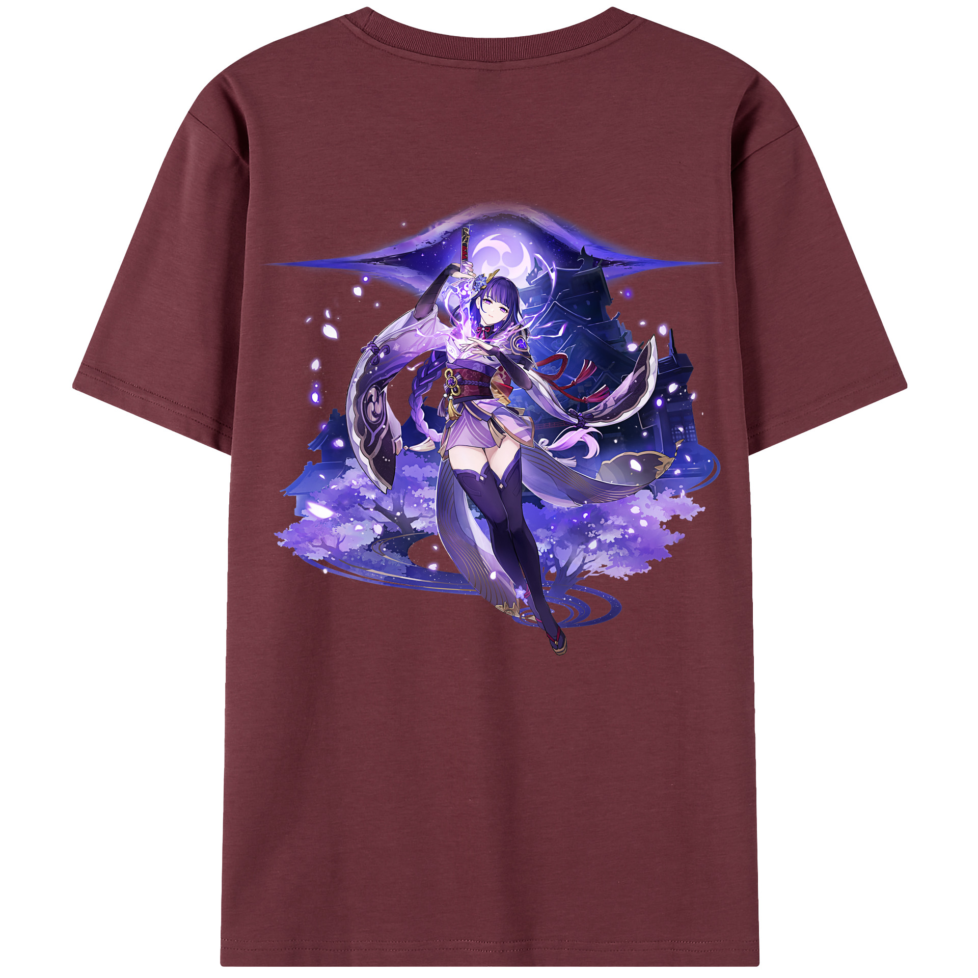 げんし神 雷電将軍 らいでんしょうぐん genshin Raiden Shogun 綿100％半袖Tシャツ（背面プリント）